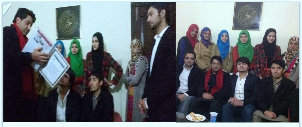 کپشن نیشنل یوتھ اسمبلی کے ممبران کا صدر حنان علی عباسی کے ساتھ گروپ فوٹو 