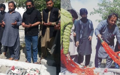 عوامی ورکرز پارٹی گلگت بلتستان کے رہنما بابا جان کا قوم پرست رہنما حیدر شاہ رضوی کو خراج تحسین، مزار پر پھول چڑھائے